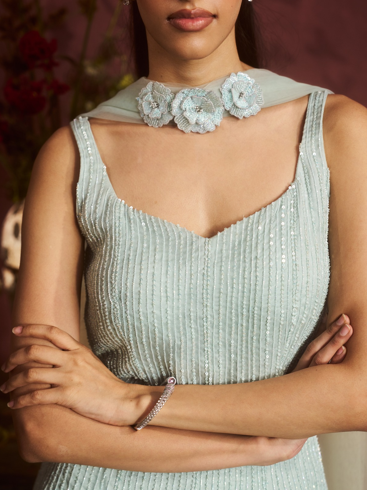 Aqua Pleated Peplum Set