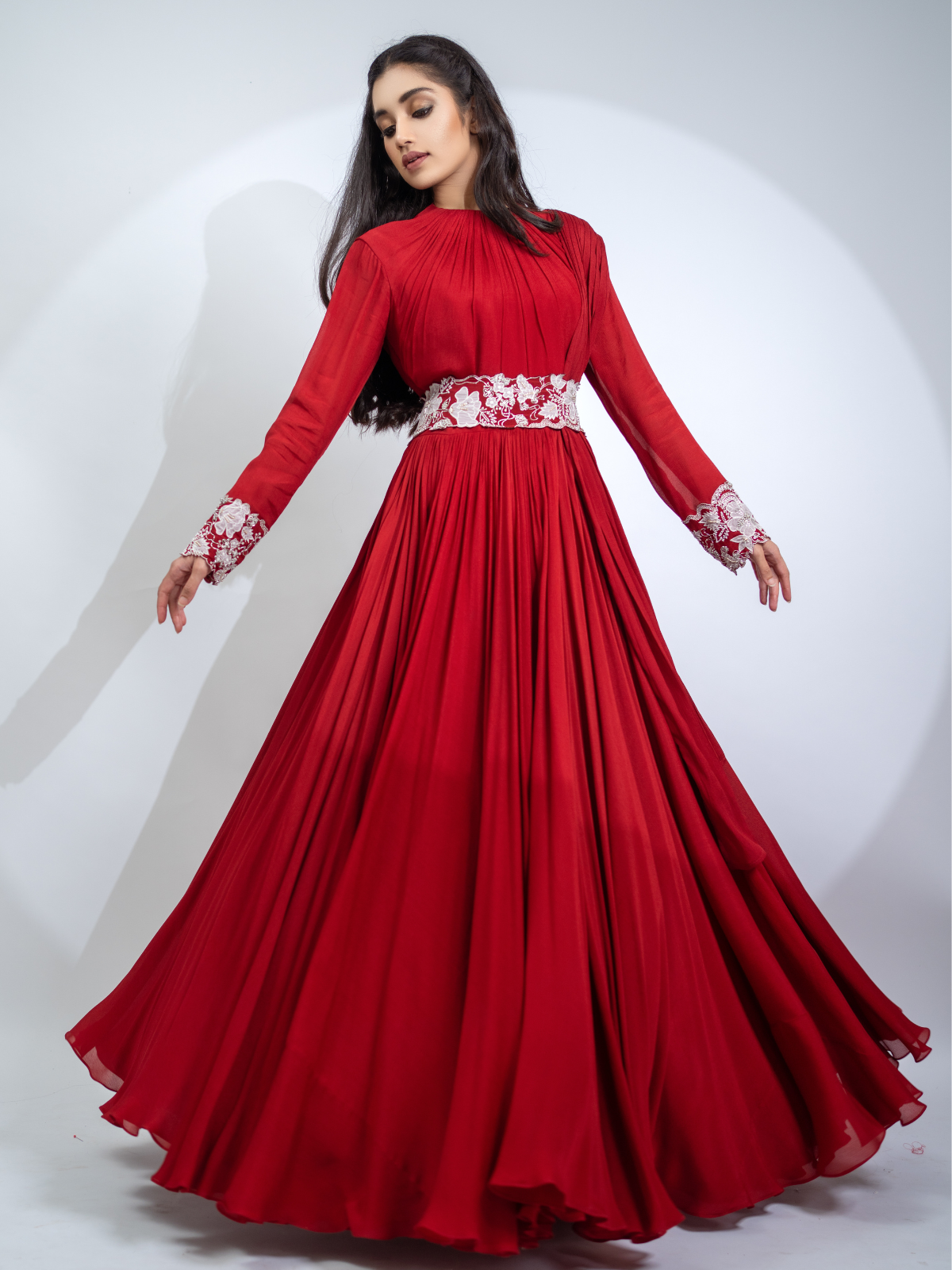 Crimson Drape Gown