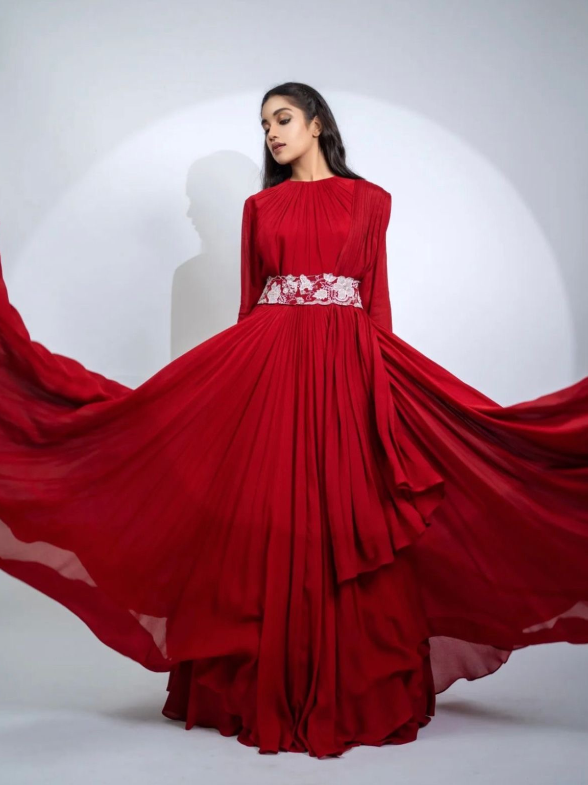 Crimson Drape Gown