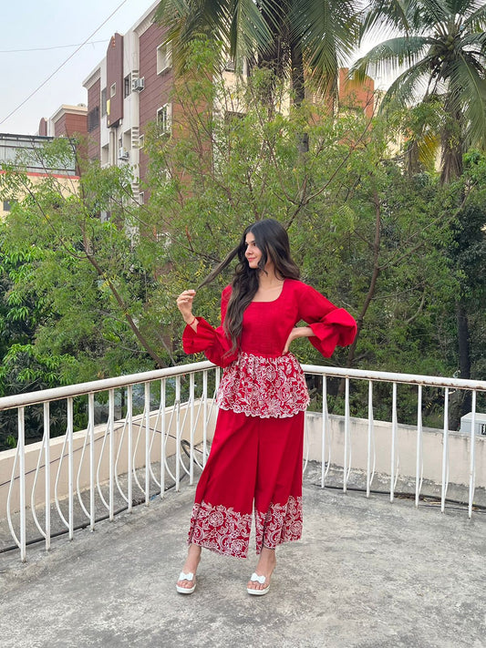 Red Peplum Co-ord